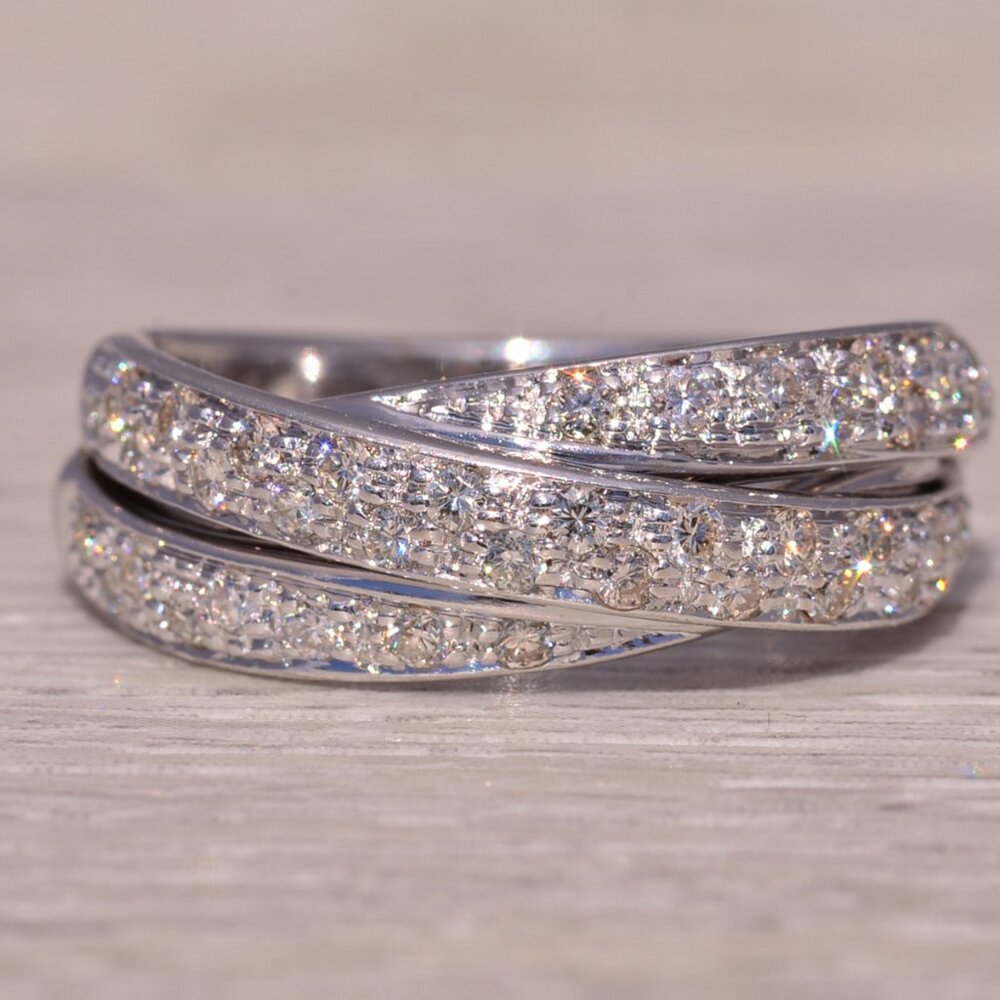 Italian Diamond Crossover Ring in White Gold